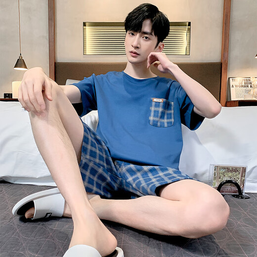 
Langsha Summer Men's Pajamas Large Size Men's Summer Loose Short Sleeve Shorts Summer Middle-aged and Young Thin Home Suit 9928 [H Series Short Sleeve Set] 4XL [Recommended 200-235Jin [Jin equals 0.5 kg]]