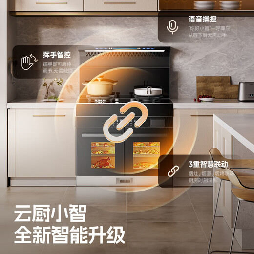 志高(CHIGO)集成灶蒸烤一体消毒柜集成灶彩屏智能变频大吸力双灶定时燃气灶语音声控自动清洗 实惠款【T701】左消毒右蒸烤 天然气