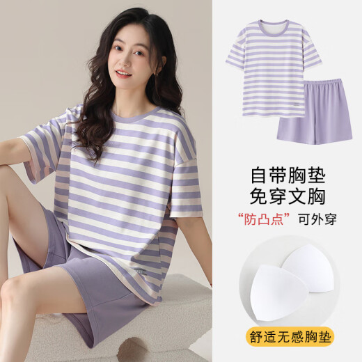 Pajama de manga corta de algodón modal de Xiumiwei para mujeres para mujeres de verano con almohadilla de cofre Sweet Girl Student Round Summer Ropa para el hogar de verano