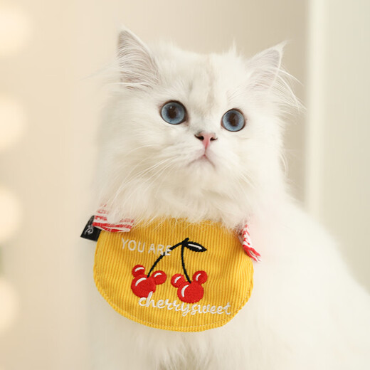 迪士尼米奇系列宠物樱桃米奇撞色口水巾可调节奶猫配饰小型犬围兜 樱桃米奇撞色口水巾 M脖围2629cm建议12斤内
