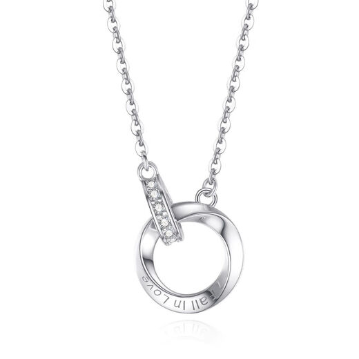 Gin Chie 999 Pure Silver Möbius Ring Necklace Women's Pendant High-end Light Luxury Birthday and Valentine's Day Gift for Girlfriend Möbius Ring Necklace/999 Pure Silver + Seven Warehouse Delivery/Next Day Delivery Valentine's Day Gift for Girls/Rose Gift Box/With Jewelry Certificate