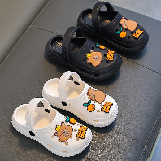 Kapibala Summer Sandals para zapatillas para niños, sin deslizamiento, transpirable, cabeza, padre, child, pisoteo, niños, niñas, zapatos de agujero para niños, caqui (versión mejorada de material ecológico) 12 talla 34/35 (longitud del zapato 22 cm adecuado para el pie 21