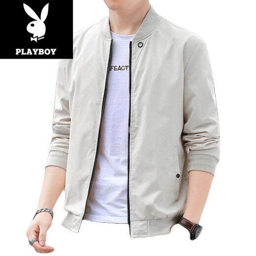 Playboy (Playboy) 2025 Frühlings- und Herbstjacke Herren-Trendy Baseball Collar Thin Casual Short Style Outdoor mit hübsche Herrenjacke 686 Jacke [schwarz] XL [Vorgeschlagen 105-120jin [Jin ist ungefähr 0,5 kg]]