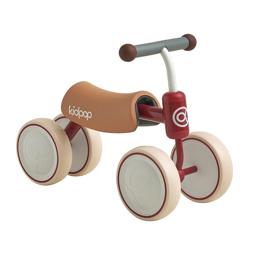 
kidpop children's balance bike baby walker 1-3 years old four-wheel scooter slid car baby toys gift for one year old retro red
