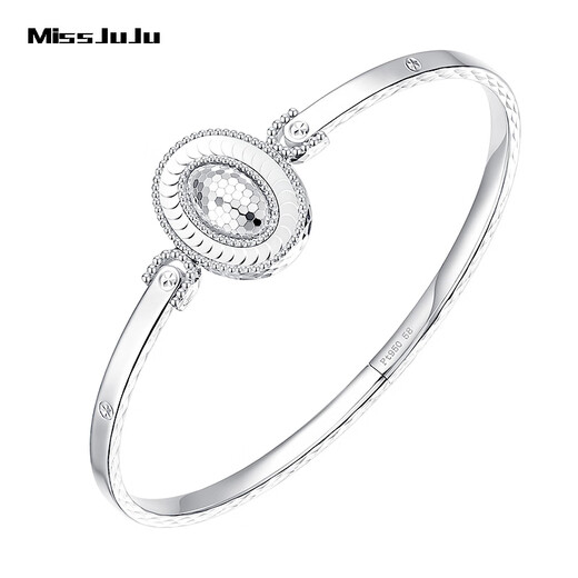 Miss JuJu pt950 platinum pigeon egg chaise bracelet women's fashion semi-solid platinum bracelet, weight 17.74g, inner diameter 58mm