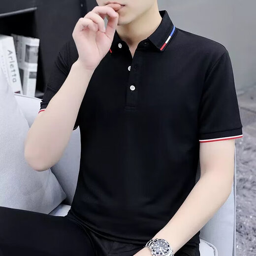 丨Lilang丨Brand gebrochener Code holt einfarbiges Revers Herren-Kurzarm-T-Shirt Business bügelfreies Freizeit-Top schlichtes Herren 2023 Anthrazit S50112024 2XL