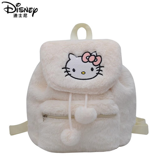 Disney (Disney) 2025 autumn and winter plush niche backpack hellokitty bag Sanrio Hello Kitty school bag female Kuromi white KT cat plush backpack without doll