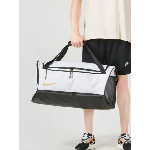 Nike (Nike) Sac de fitness de grande capacité Men et femmes Sac d'entraînement Sac à main à une épaule Sac à bandoulière DX9789 DX9789-100 Taille moyenne en noir et blanc