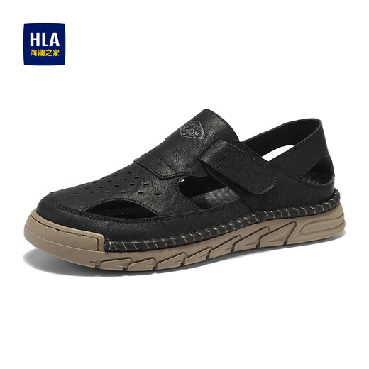 Hailan Home HLA Men's Shoes Summer Casual Sandals Men's Beach Shoes Breathable Outdoor Sandals K088 Black 42
