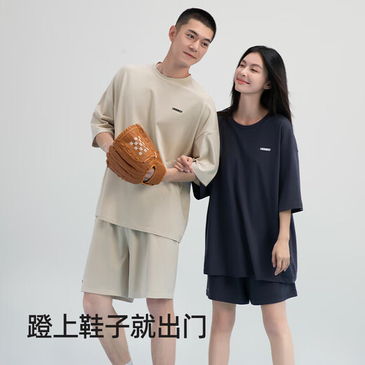 Lucky Cotton (LUCKMEEY) off-size special offer, home wear can go out, pajamas, women's cotton summer casual T-shirts for men and women, short sleeves, women's light pink XL (female 130-150/male 130-160Jin Jin equals 0.5 kg)
