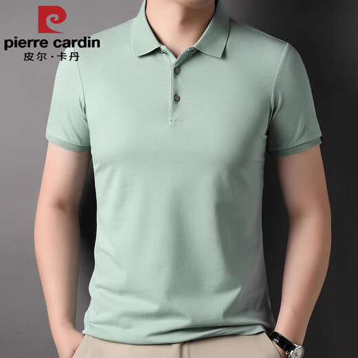 皮尔卡丹（pierre cardin）品牌夏季装男士桑蚕.丝翻领短袖T恤中年冰丝体恤半袖打底POLO衫 hyx-1423翻领短袖T恤白色 3XL
