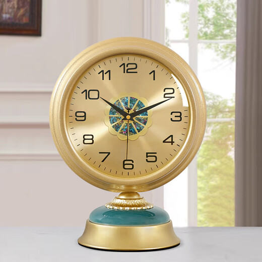Compas European style wooden light luxury table clock living room home ornaments decorative ornaments quartz clock 506 gold