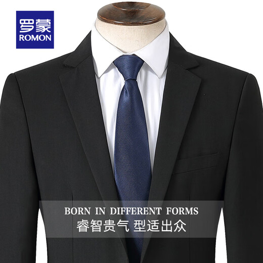 Luo Meng suit suit men's business slim suit men's professional formal small suit groom's best man's wedding dress jacket black two buttons suit + trousers 3XL (190) (suitable for 170-180 Jin Jin equals 0.5 kg)