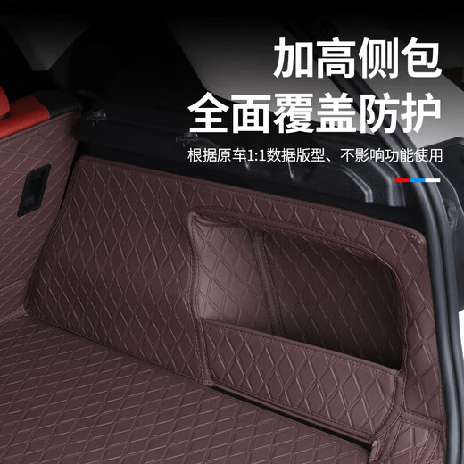 适用于23-24款宝马X1/iX1后备箱全包围保护iX1尾箱垫内饰用品 珊瑚红-全包6件套(图二) 宝马X12023-2024款