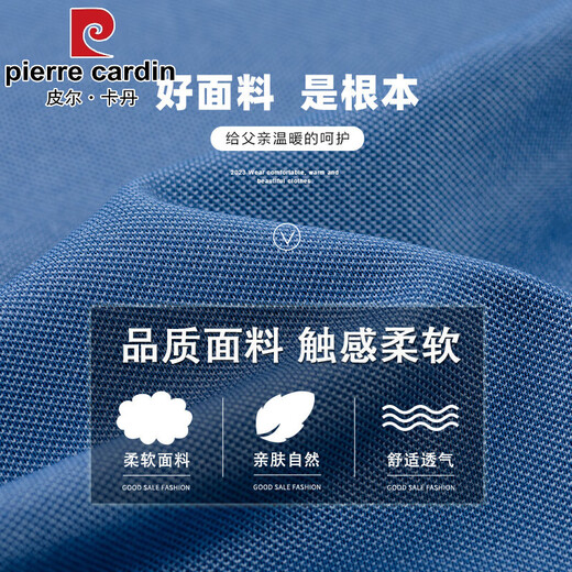 皮尔卡丹（pierre cardin）【7A抗菌】中老年冰丝短袖T恤男士爸爸夏装凉感体恤衫圆领上衣男 691上青 M 适合70-120斤