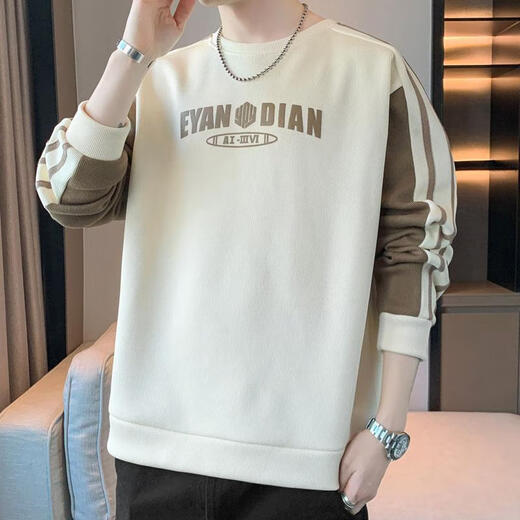 HUALIN FASHION潮流拼接卫衣男士宽松长袖新款休闲恤春秋季青年套头衫 W6167灰蓝 L 110-130斤