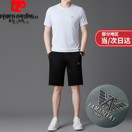 Pierre Cardin High-End Ice Seidenanzug Herren Sommer 2025 NEU NEUE Kurzärmel-Shorts, die zufällige Sportbekleidung aus Sportbekleidung betreiben [13601-1] XL 175 [Geeignet für Gewicht 135-155 Jin [Jin gleich 0,5 kg]]]