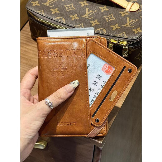 何佳功护照夹照保护套护照收纳包卡包证件收纳包护照包旅行机票夹 浅棕色【RFID防盗刷】 XXS