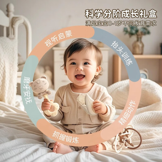 尚韵新生儿见面礼物高档礼盒布书婴儿玩具用品手摇铃满月宝宝0-6个月