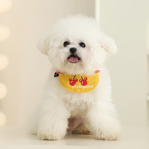 迪士尼米奇系列宠物樱桃米奇撞色口水巾可调节奶猫配饰小型犬围兜 樱桃米奇撞色口水巾 M脖围2629cm建议12斤内