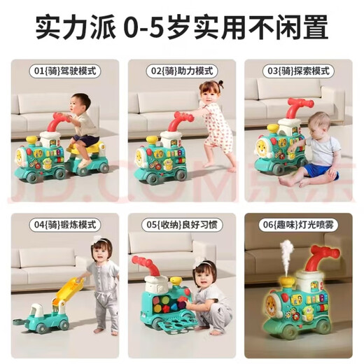 Xunlu Xunlu jouet pour enfants poussette premier anniversaire de bébé garçon et fille 1-3 ans enfant en bas âge train électrique anti-renversement 5-en-1 marcheur portable boîte-cadeau bleu infantile éducation précoce jouet voiture enfant en bas âge train électrique