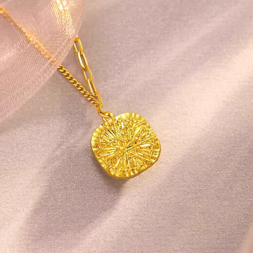 OeinOEIN gold sparkling small sugar cube necklace 999 pure gold sweet brushed pendant as a holiday gift for your girlfriend 0.8g small sugar cube necklace