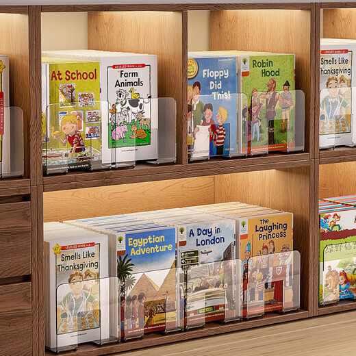 Huluoluo children's picture book storage rack transparent Oxford tree raz graded reading books shelf simple book stand on table [1 pack/integrated] 4 grid storage rack DF-1477