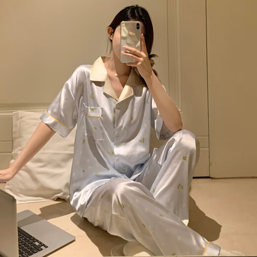 Pajama de seda de hielo modal para mujeres en el verano delgada delgada de seda de seda de seda fría de altura corta Estilo Ins Ropa para el hogar de seda de seda de alto valor FY-3937 [pantalones cortos de manga corta] L [recomendado 100-120 Jin [Jin equivale a 0.5 kg]]