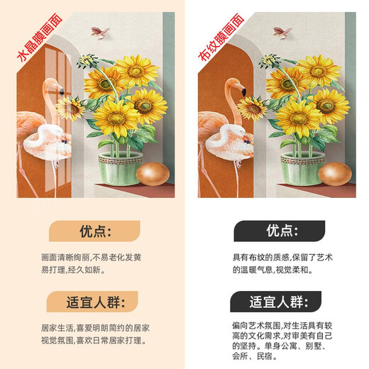 OUOETY Mo Xiaoxie Sunflower Entrance Decoration Painting Small Fresh Entrance Hall Fantasy Wall Mural Painting Nordic Style Living Room Aisle Mo Xiaoxie 2694 60*80cm Cloth Pattern Film Single Couplet Black Border