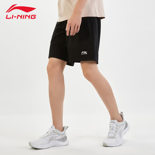 Li ning shorts sportifs masculins neuf coton de coton coulant fitness décontracté short sportif lâche Black-1 aksu869 m