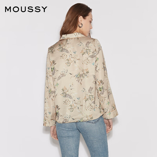 Moussy 2024 Spring New Chinese Style Lazy Satin Long Sleeve Shirt Women's C10GAW30-1390 071 Light Beige Single Size