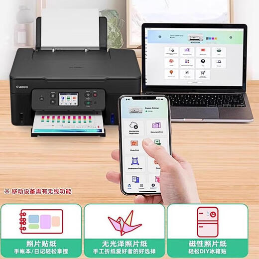 佳能G3830 3890墨仓式彩色照片手机无线wifi双面打印复印A4一体机 新款G4880原装连供+3合1+自动双 套餐四