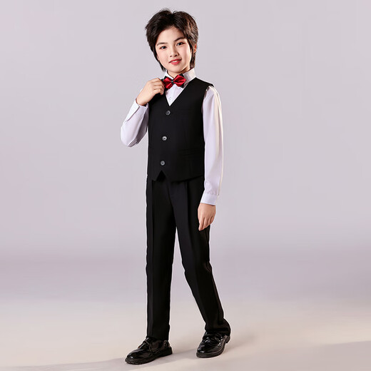 Annie Youer children's dress suit suit boy British style flower girl performance costume host handsome children's clothing black 160