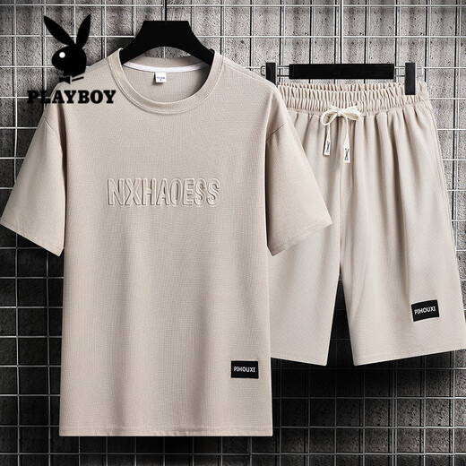 
Playboy (PLAYBOY) Casual Sports Set Men's Summer Teen Short Sleeve T-shirt Thin Ice Silk Two-Piece Sports Suit Five-Part Sleeve Set-TZ829 Military Green [Top + Pants] 2XL Recommended 145-165Jin [Jin equals 0.5 kg]