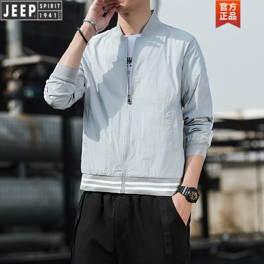 JEEP SPlRlT2025新款男士夏季防晒衣薄款透气休闲百搭外套户外运动棒球领上衣 YCFS-9858白色 S