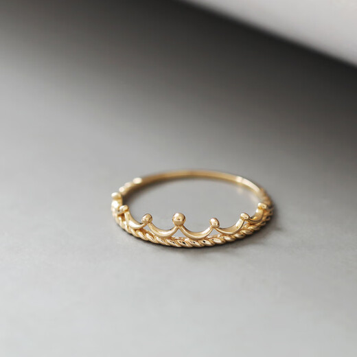 OEMG Korea pure 14K gold ring versatile light luxury niche design simple sweet style twist pole K gold crown ring spot ring size 6