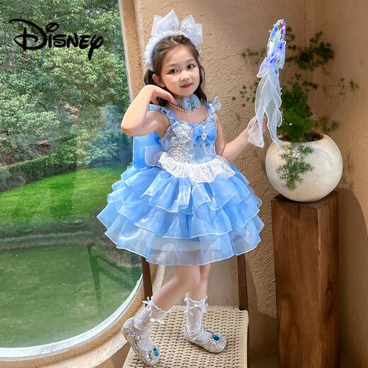 迪士尼（Disney）女童连衣裙夏季2025新款洋气小女孩高端礼服爱莎公主裙洛丽塔裙子 【蓝色裙子】JSGY6625爱莎连衣裙 100 cm 建议身高95左右