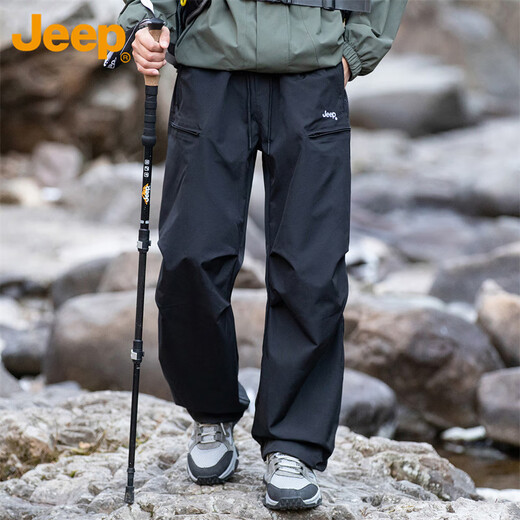Jeep (JEEP) overalls men's autumn and winter casual pants paratrooper pants sports outdoor trousers men's pants black XL