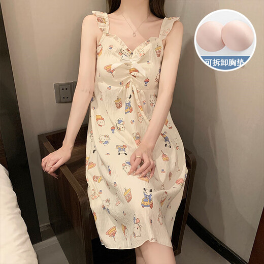 京濮飞HelloKitty云朵棉睡衣女吊带睡裙可爱胸垫家居服 9923#睡裙-带胸垫 XL 170