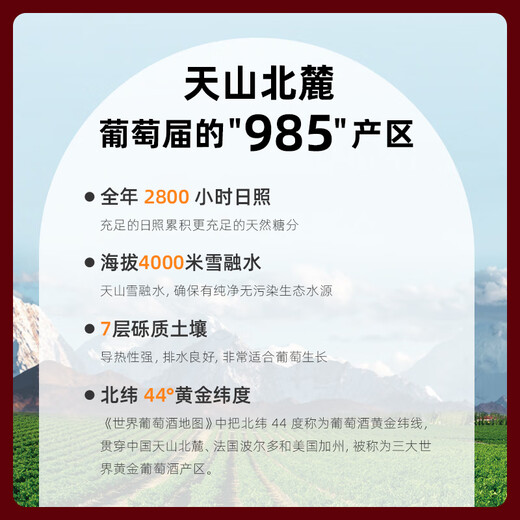 Made in JD. Preferred grade Red Wine 750ml*6 Whole box gift box red wine North foot of Tianshan Mountain