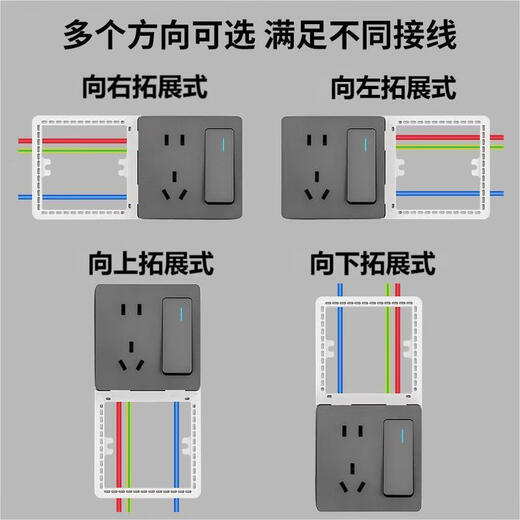考溪公牛暗装86型扩展式插座十五孔厨房拓展多孔转换器接线板无线插排 雅白 一位五孔[向左拓展]公牛同款