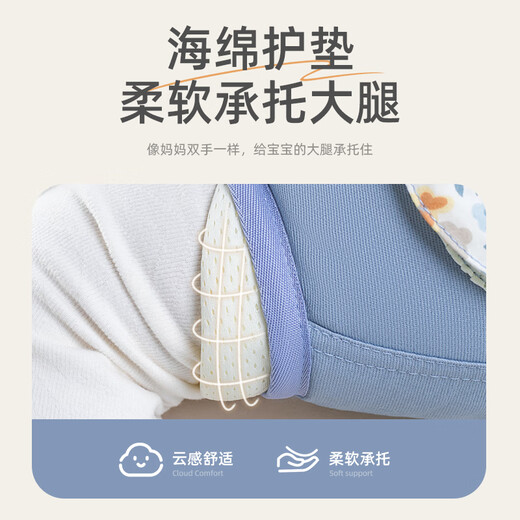 爱源美背带婴儿外出简易前后两用小月龄宝宝横抱式轻便抱娃神器解放双手 浅灰色【拉链收纳口袋】