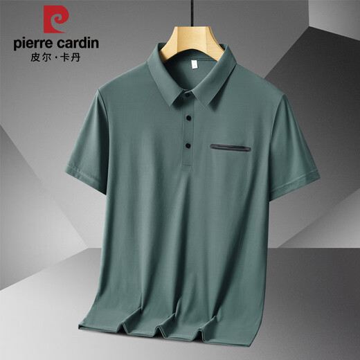 Pier Cardin Daddy Summer Ice Seide Kurzärärmelte T-Shirt für Männer im Sommer mittleren Alters und älteres Polo-Hemd Casual Middle Top 1105 Grau XL für 125-140jin [Jin ist 0,5 kg]