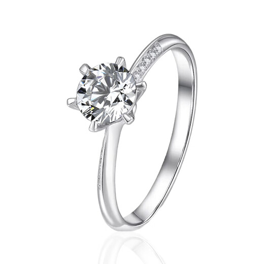 AVHE white 18k gold diamond ring laboratory-certified cultured diamond ring 1 carat six-claw wedding gift Chinese Valentine's Day customized platinum-1 carat cultured diamond D/VVS/3EX-IGI