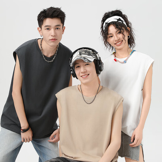 GENIOLAMODE Chaleco Hombre Verano Algodón Puro Transpirable Fondo Informal Versátil Camiseta Sin Mangas Estampada Ropa de Hombre Moda Blanco L