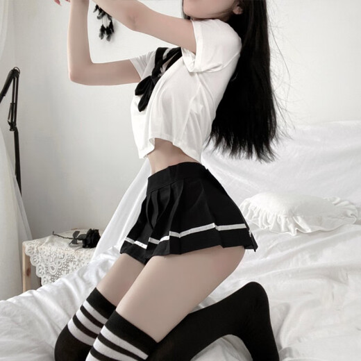 Elefant Sailor Uniform Campus JK Uniform verführerische sexy Pyjamas Passion Mitternachtsanzug CR Blue JK Uniform + 9756 hohle einteilige Kleid Eins Größe 80-125
