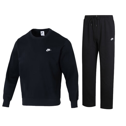 Nike (Nike) Sportanzug Herren 25 Herbst neue Mode Casual Sweatshirt Pullover Loose Casual Hosen Straighthose Männer Fn3889/010+HQ4423/010 m/170 [Empfohlenes Gewicht 110/130Jin [Jin gleich 0,5 kg]]
