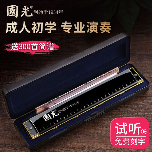 Waxi monophonische Mundharmonika 24/28 Loch Polyphoner Akzent C-Tun Wide Range Orale Organ für Anfänger, professionell 28 Loch Schwarz Polyphonische + Gravur zu spielen