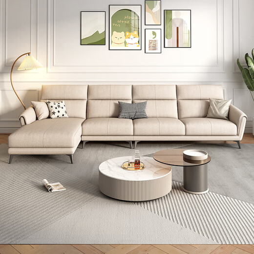 Disney tissu canapé italien léger luxe de luxe et de lin appartements dans une combinaison multi-personnes en rangée à rangs mobiliers de salon Soft Row Y753 # 3,1 mètres plus d'un siège [coton et lin] vers le bas + éponge