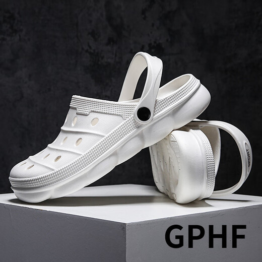 GPHF Japanese sandals Student summer new hole shoes for men's non-slip soft sole couple beach shoes trendy bag-toe sandals 692 gray 40